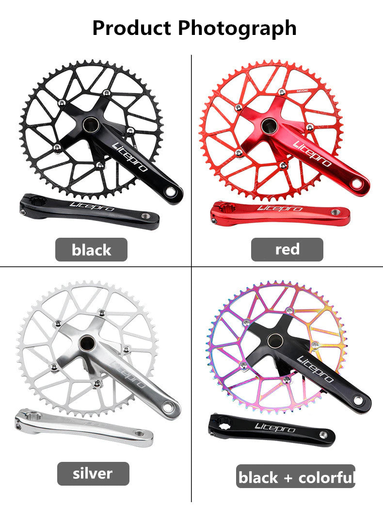 Litepro Hollow Chainring and Integrated Crankset 52T 58T BCD130mm 170m Afluen