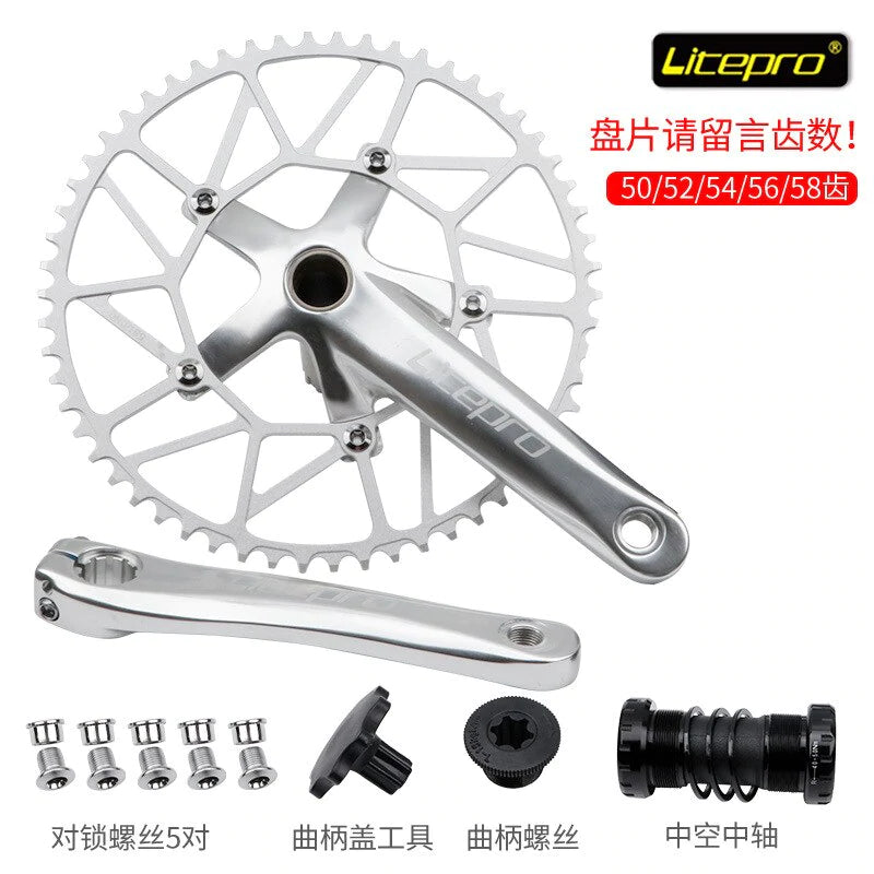 Litepro Hollow Chainring and Integrated Crankset 52T-58T BCD130mm 170mm Crank Arm