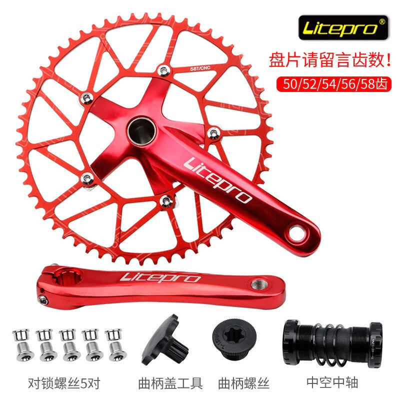 Litepro Hollow Chainring and Integrated Crankset 52T-58T BCD130mm 170mm Crank Arm