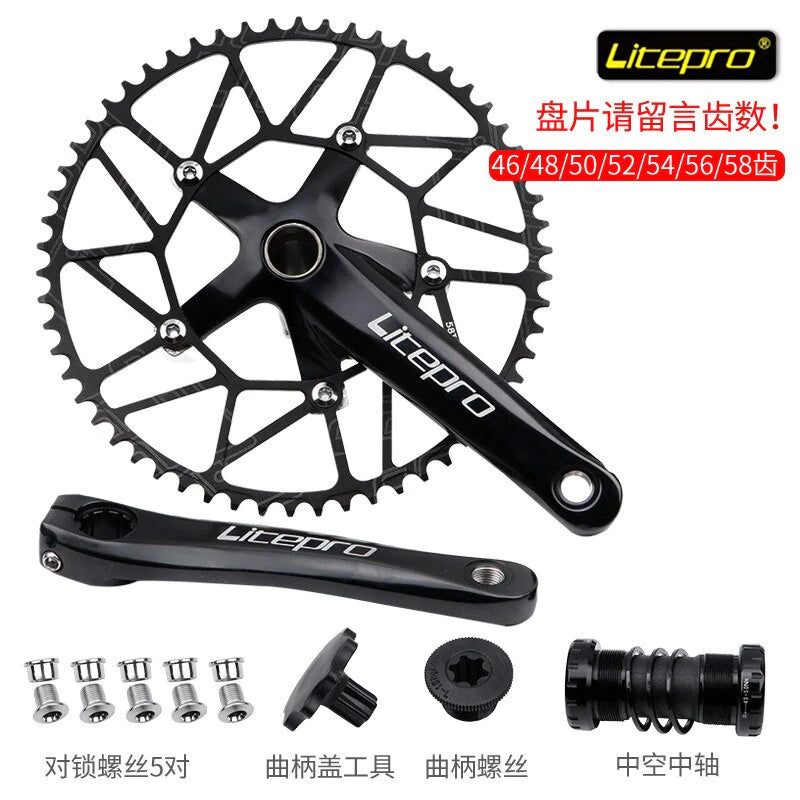 Litepro Hollow Chainring and Integrated Crankset 52T-58T BCD130mm 170mm Crank Arm