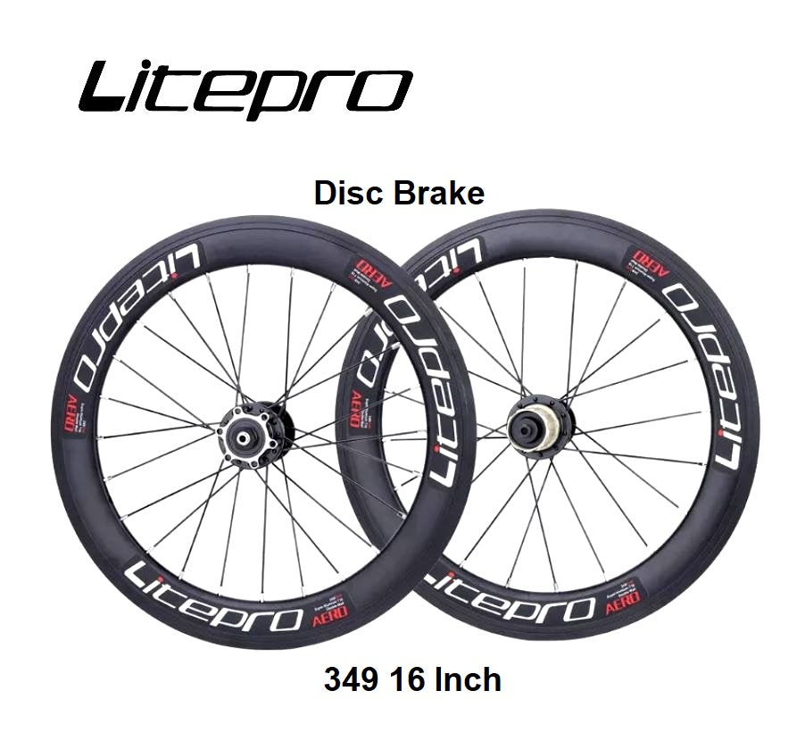 Litepro AERO 16 Inch 349 Disc Brake Wheelset 100-135mm