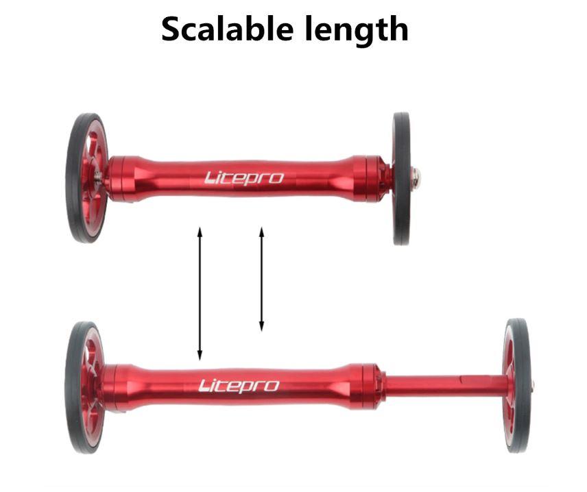 Litepro Easy Wheel & Extension Rod For Brompton / Pikes / 3Sixty Rear Cargo Rack Easywheel