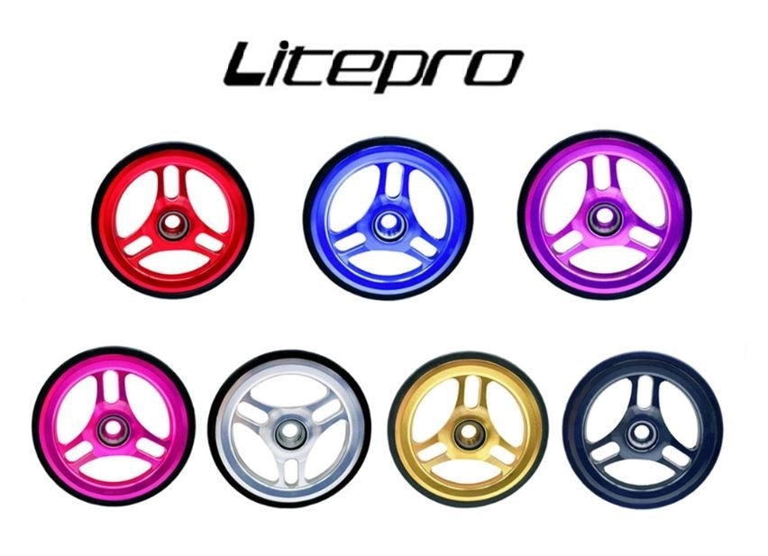 Litepro Lightweight Hollow Easy Wheel (One Pair) For Brompton / Trifold / Pikes / 3Sixty Rear Cargo Rack