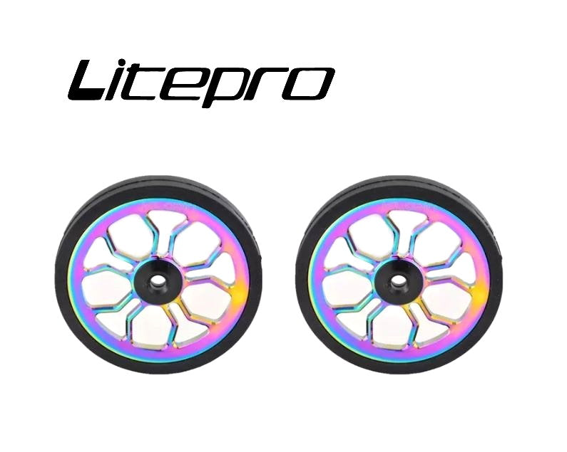 Litepro JKlapin 3D Spider Easy Wheel 82mm (One Pair) For Brompton / Pikes / 3Sixty / Trifold Rear Cargo Rack Easywheel