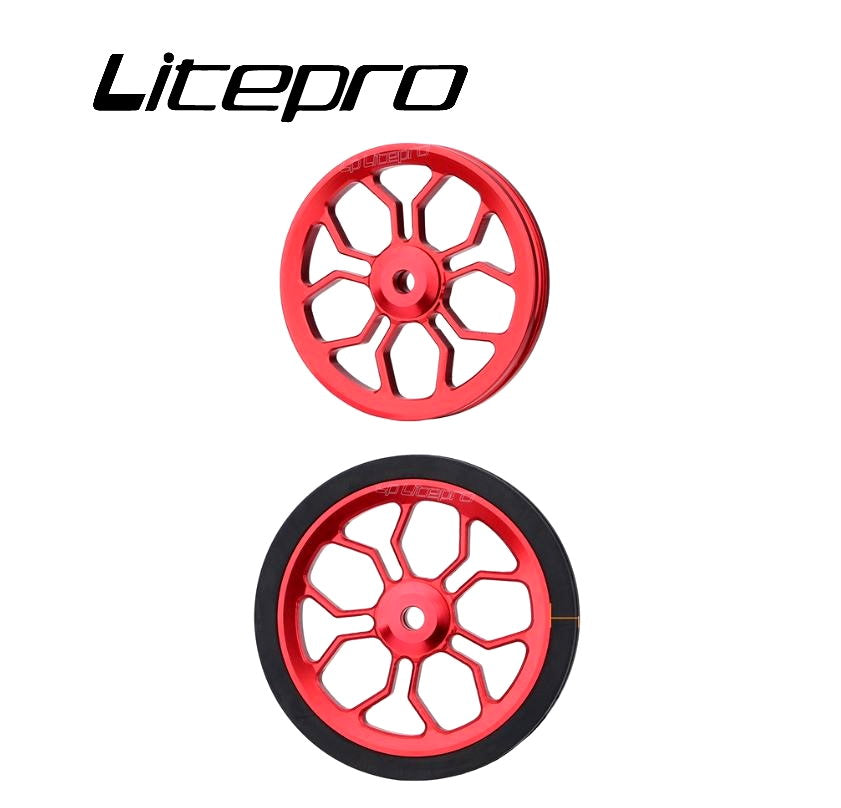 Litepro JKlapin 3D Spider Easy Wheel 82mm (One Pair) For Brompton / Pikes / 3Sixty / Trifold Rear Cargo Rack Easywheel