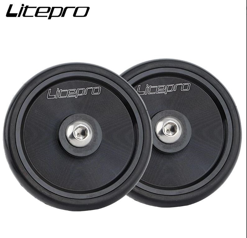 Litepro Solid Easy Wheel (One Pair) For Brompton / Pikes / 3Sixty Rear Cargo Rack Easywheel