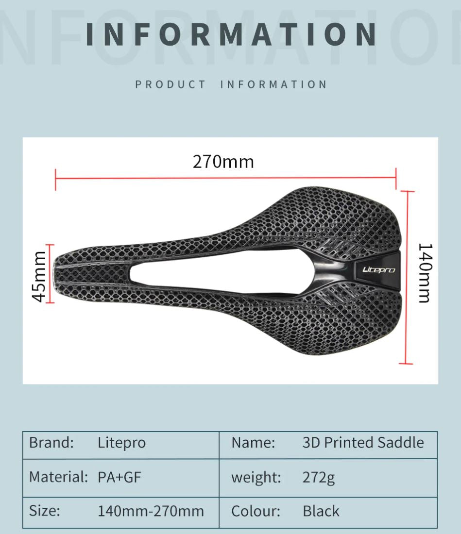 Litepro TPU 3D Printing Honeycomb Structure Ergonomic Design Saddle