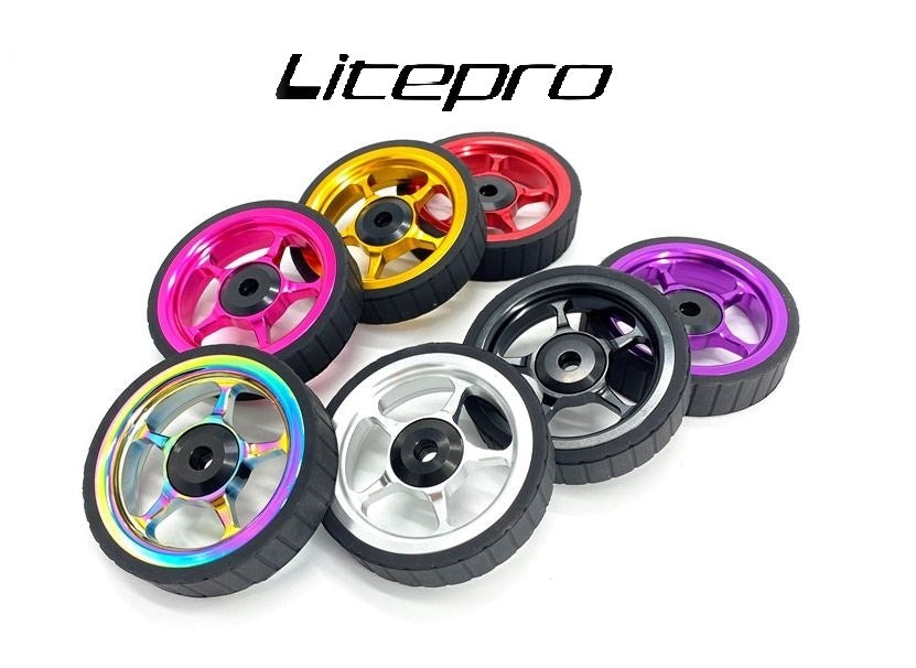 Litepro Widened/Thickened Easy Wheel 6mm (One Pair) For Folding Bike Upgrade Cargo Racks Wheel (Brompton / Trifold / Pikes / 3Sixty)