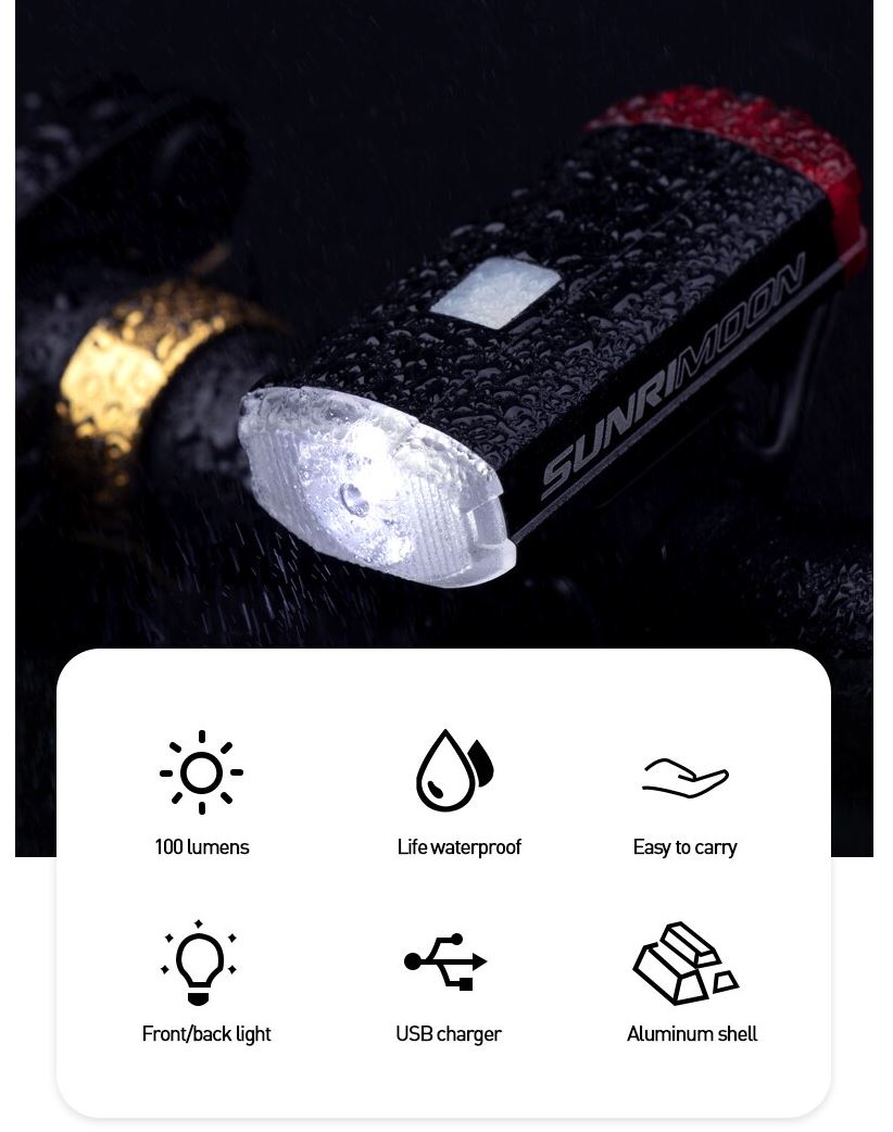Sunrimoon USB Rechargeable Bicycle Flashlight