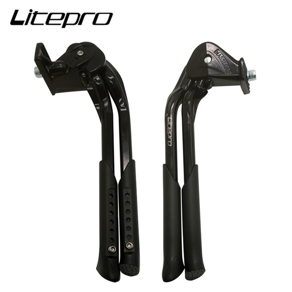 Litepro 20 / 28 Inch Dual Center Kickstand Footrest Foldie (Brompton/Pikes/3Sixty) Road MTB Aluminum Alloy Adjustable